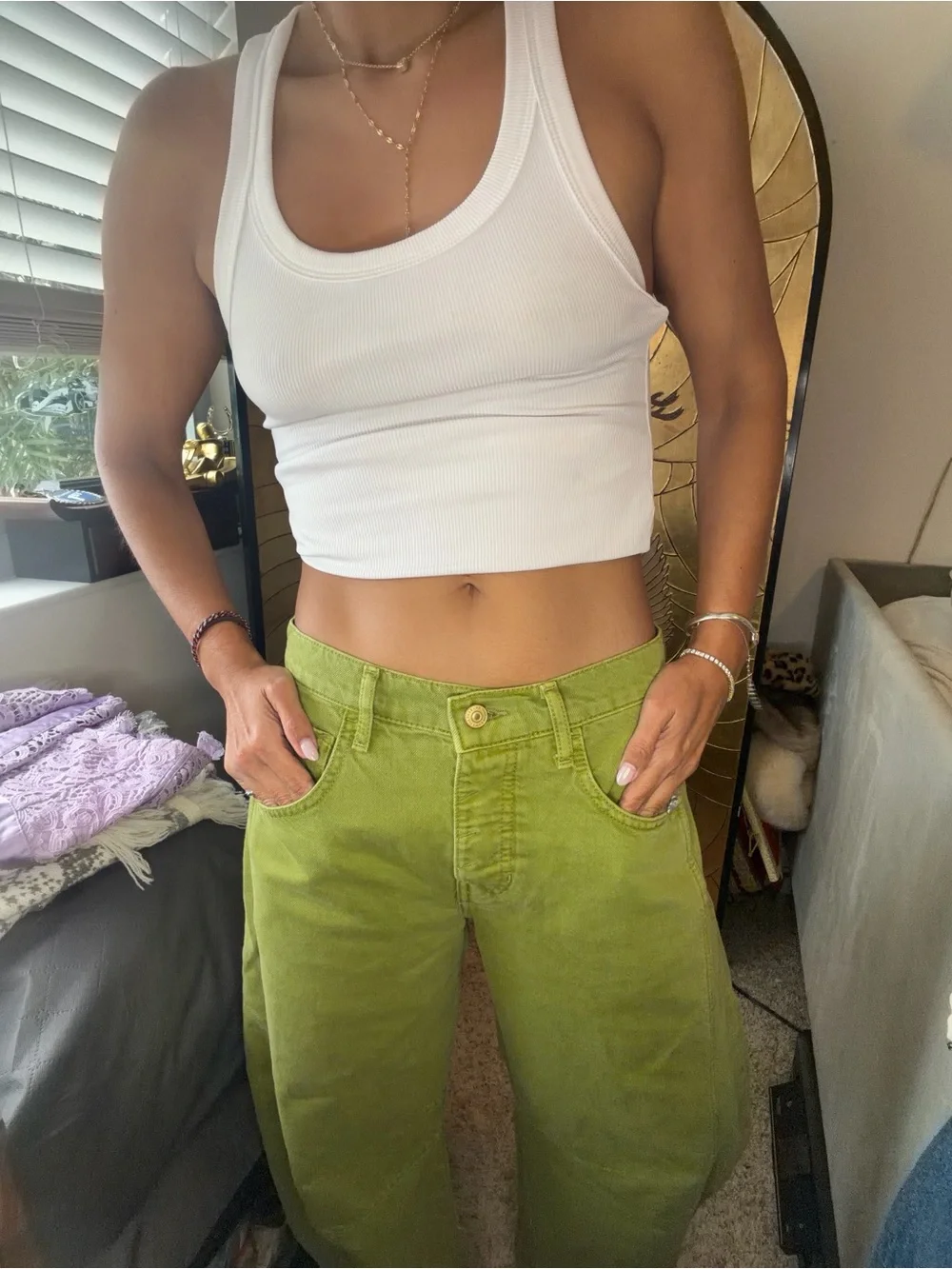 NWT Free People good luck Wide-Leg Jeans in Shadow Moss Green - Women - Picture 9 of 9